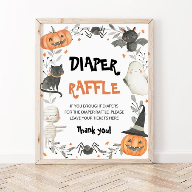 Cute Halloween Baby Shower Diaper Raffle Sign Poster (Skapare uppladdad)