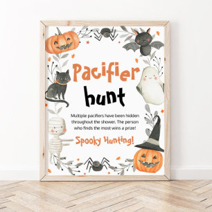 Cute Halloween Baby Shower Nappar Hunt-tecken Poster