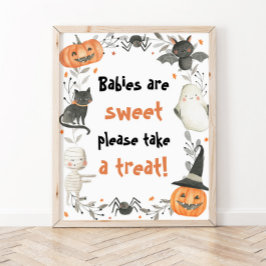 Cute Halloween Baby Shower Spädbarn är Sweet Sign Poster