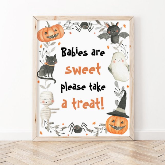 Cute Halloween Baby Shower Spädbarn är Sweet Sign Poster (Skapare uppladdad)