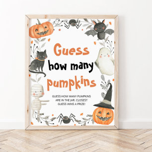 Cute Halloween Baby Shower vet hur många pumpor Poster