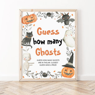 Cute Halloween Baby Shower vet hur många Spöken Poster
