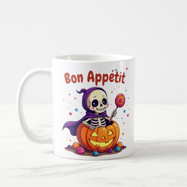 Cute Halloween baby-skelettet mugg (Vänster)