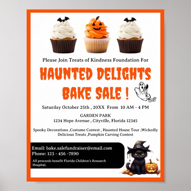 Cute Halloween Bake Sale Fundraiser Poster (Framsidan)