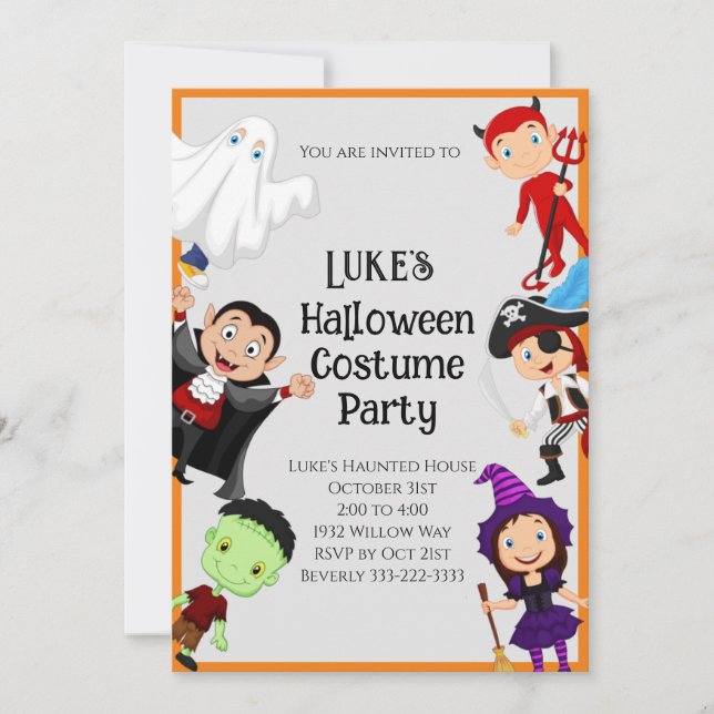 Cute Halloween Barn Costume Party Inbjudningar (Framsida)
