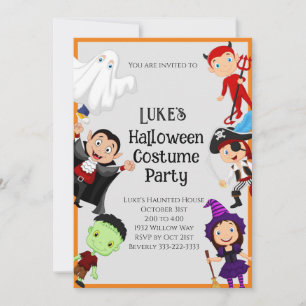 Cute Halloween Barn Costume Party Inbjudningar
