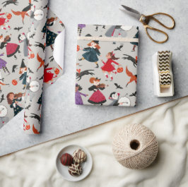 Cute halloween-barnillustration presentpapper