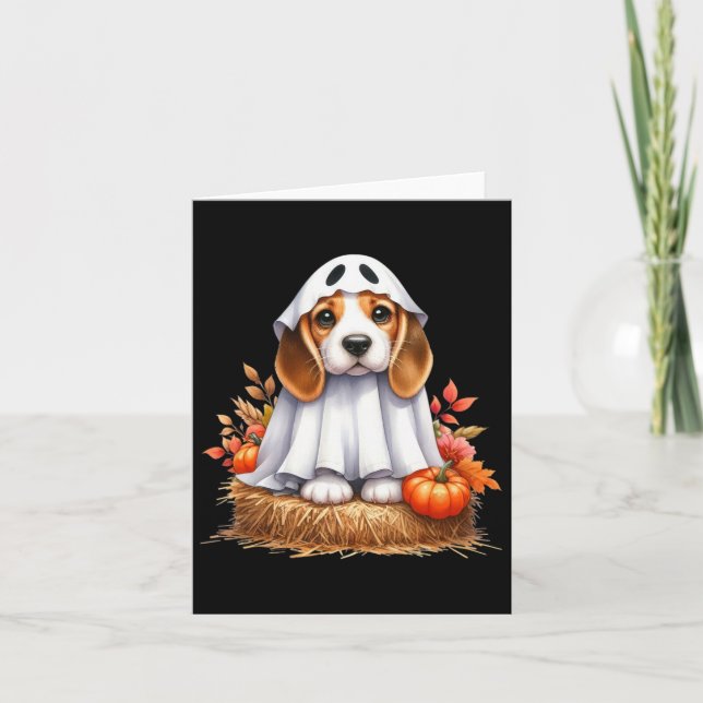 Cute Halloween Beagle Hund som Ghost Hundägare Hun Kort (Framsida)