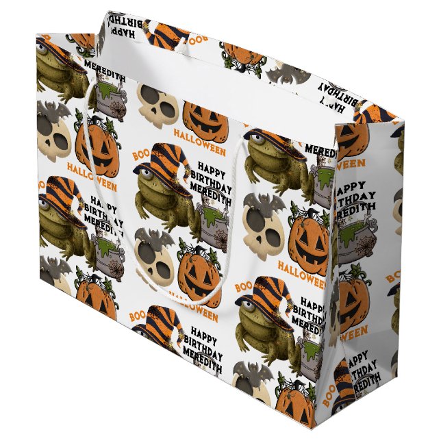 Cute Halloween Birthday Add Namn Spöken Pumpkins (Baksidan Vinklad)