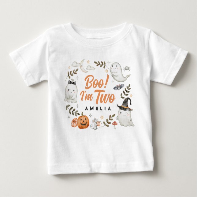 Cute Halloween Birthday Boo! Två Baby T-Shirt (Framsida)