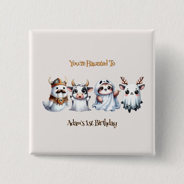 Cute Halloween Birthday Knapp (Framsida)