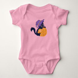 Cute Halloween Black Cat and Pumpkin T-shirt