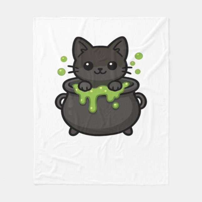 Cute Halloween Black Cat Classic T-Shirt Fleecefilt (Framsidan)