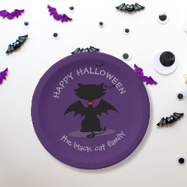 Cute Halloween Black Cat Fladdermus Vingar Pappra