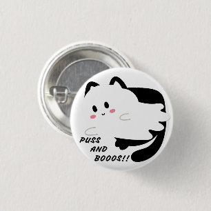 Cute Halloween Black Cat Ghost Boo Knapp