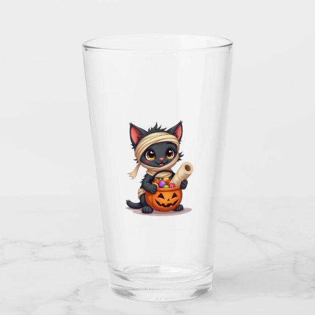 Cute Halloween Black Cat Pumpkin Trick or Treat Gi Glaskopp (Framsida)