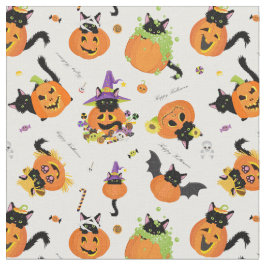 Cute Halloween Black Cat Pumpkin Tyg