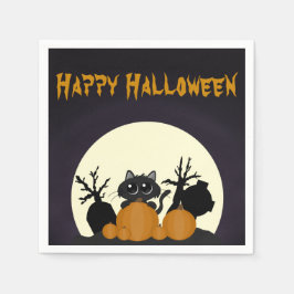 Cute Halloween Black Cat Spooky Pappersservett