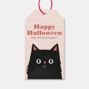 Cute Halloween Black Cat Spooky Presentetikett