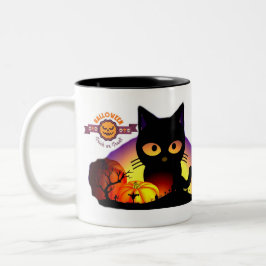 Cute Halloween Black Cat Two Tone Mugg