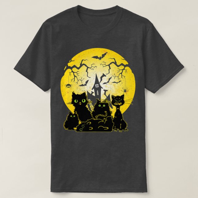 Cute Halloween Black Cat Witch Hat Pumpkin för Kid T Shirt (Design framsida)