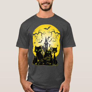 Cute Halloween Black Cat Witch Hat Pumpkin för Kid T Shirt