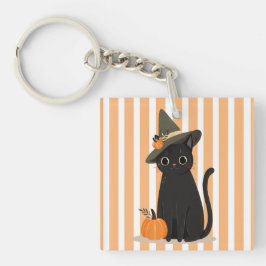 Cute Halloween Black Cat with Witch Hat Pumpkin