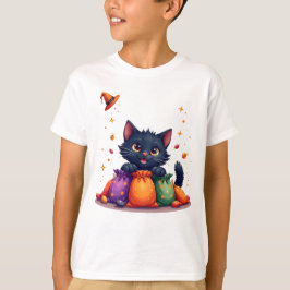 Cute halloween black kitten t-shirt