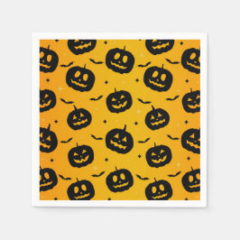 Cute Halloween Black Pumpkins & Fladdermus Mönster Pappersservett
