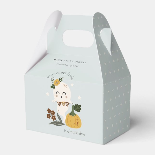 Cute Halloween Blue Ghost Little Boo Baby Shower Presentaskar (Framsidan Sidan)