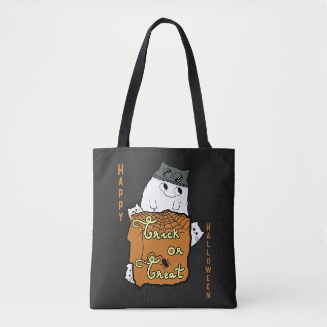 Cute Halloween Boo - Bus eller godis Halloween Tygkasse (Framsida)