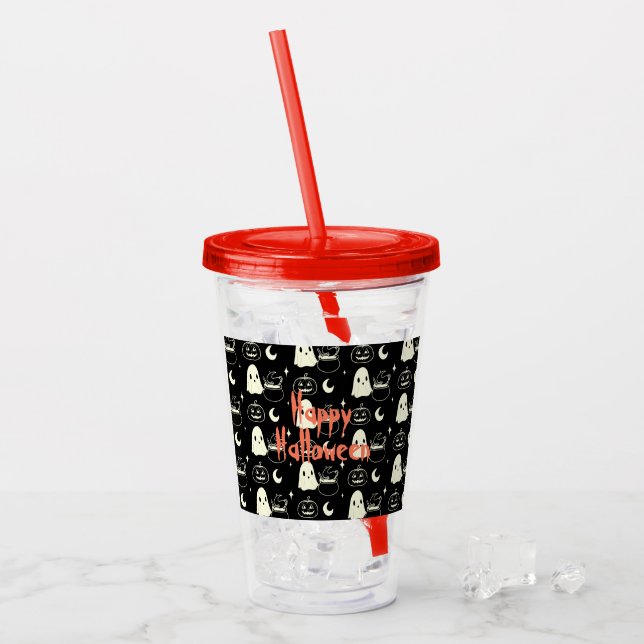 Cute Halloween Boo Ghost Mönster Take Away Mugg (Framsida Ice)