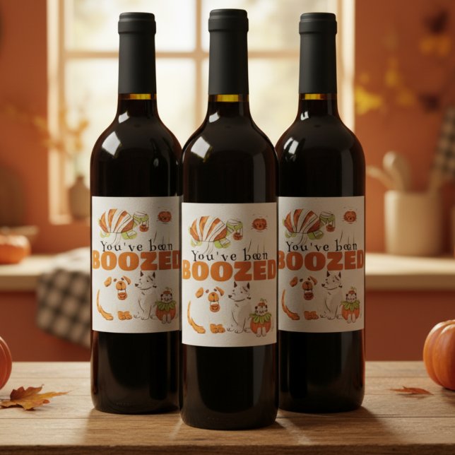 Cute Halloween Boo Gift-Märkre Vinflaska Etikett (Bring the Halloween spirit with this "We've been Boozed" gift label!)