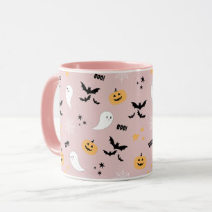 Cute Halloween Boo Rosa Tallrikar Mugg
