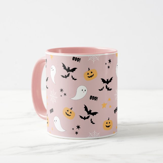 Cute Halloween Boo  Rosa Tallrikar Mugg (Framsida vänster)
