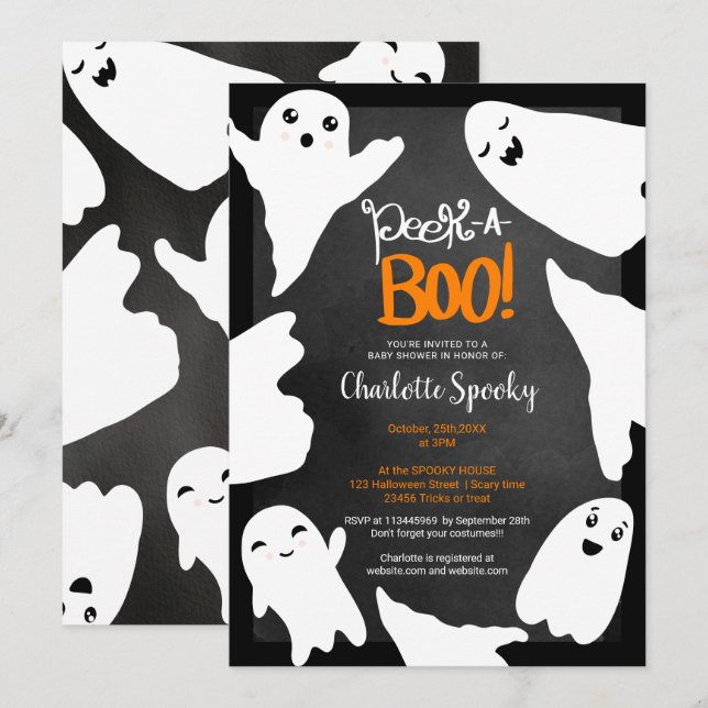 Cute Halloween boo spöken babydusch Inbjudningar (Fram/baksida)
