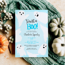 Cute Halloween boo spöken Blue Baby dusch Inbjudningar