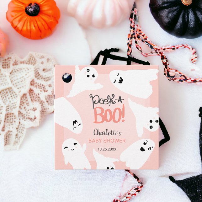 Cute Halloween boo spöken rosa babydusch Gåvor Etiketter (Cute Halloween boo ghosts pink baby shower Favor Tags)