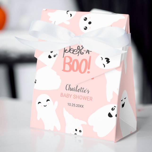 Cute Halloween boo spöken rosa babydusch Presentaskar (Cute Halloween boo ghosts pink baby shower Favor Box)