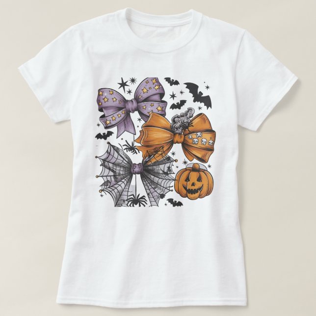 Cute Halloween Bow T-Shirt - Lila Starry Bow (Design framsida)