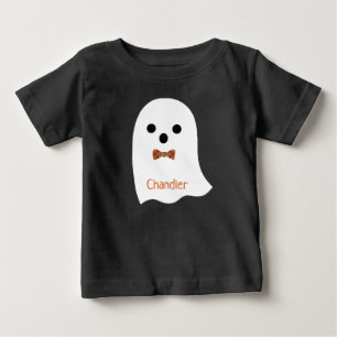 Cute Halloween Boy Ghost Play Bow Kids Namn T Shirt