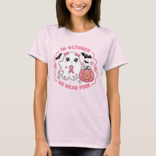 Cute Halloween Breast Cancer Awareness Ghost T Shirt