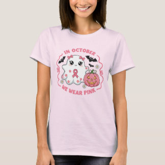 Cute Halloween Breast Cancer Awareness Ghost T Shirt