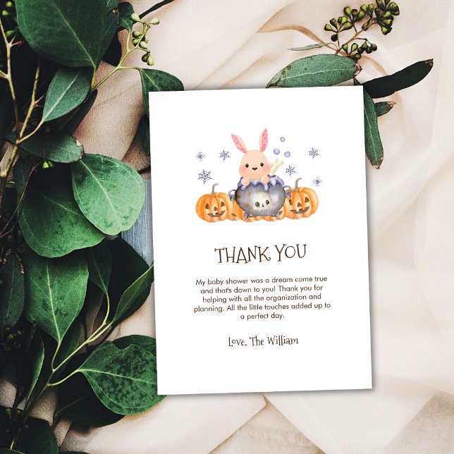 Cute Halloween Brewing Bunny Baby Shower Shower Tack Kort (Cute Halloween Brewing Bunny Baby Shower Shower Thank You Card)