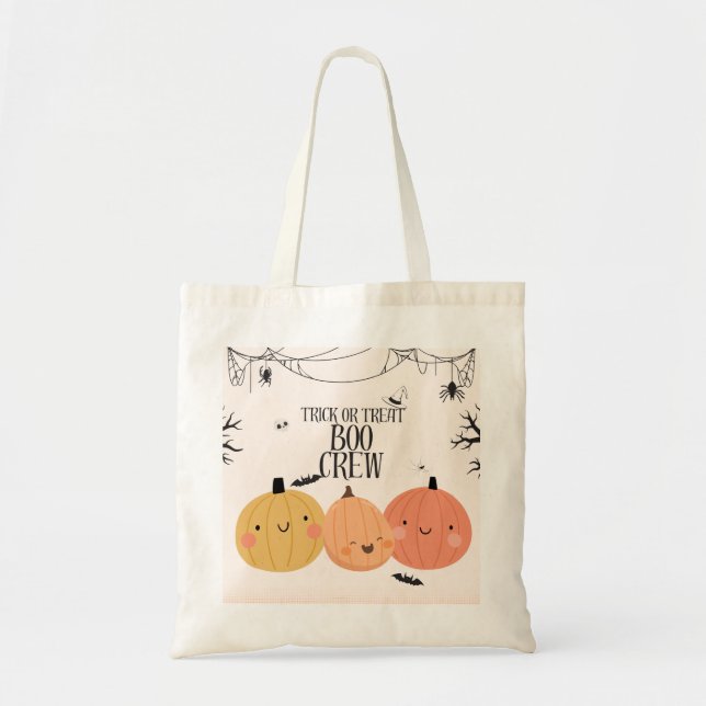 Cute Halloween Bus eller godis Bag - Boo Crew Tygkasse (Framsidan)