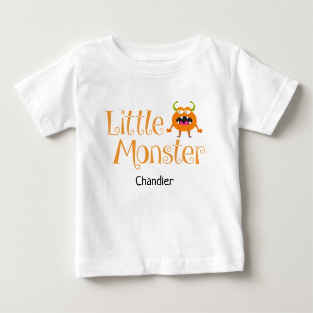 Cute Halloween Bus eller godis Little Monster Namn T Shirt (Framsida)