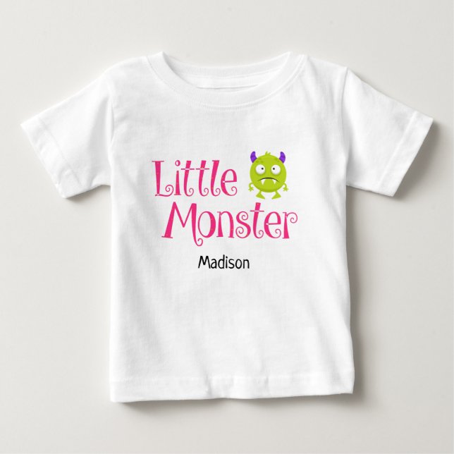 Cute Halloween Bus eller godis Little Monster Namn T Shirt (Framsida)