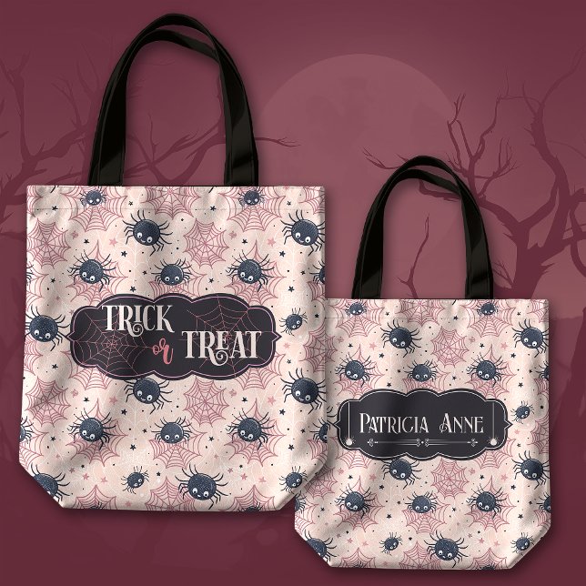 Cute Halloween Bus eller godis Spiders and Stars Tygkasse (Skapare uppladdad)