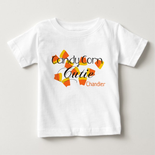 Cute Halloween Candy corn Cutie Kids Namn T Shirt (Framsida)
