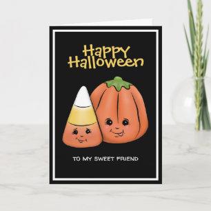 Cute Halloween Candy corn & Pumpkin Kort